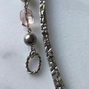 Tibetan Metal Sun, Stars, and‎ Flowers Beaded Hook Bookmark